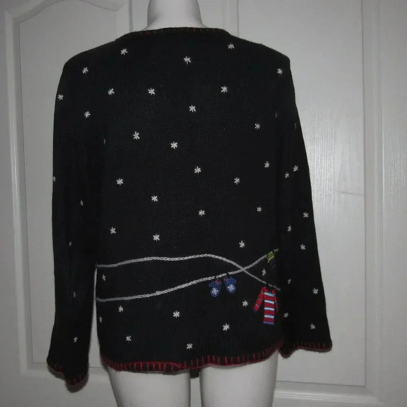 Coldwater Creek Womens Zip Front Long Sleeve Ugly Christmas Sweater Size 1X - Picture 3 of 4